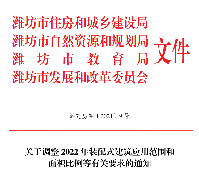 關(guān)于調(diào)整2022年裝配式建筑應(yīng)用范圍和面積比例等有關(guān)要求的通知
