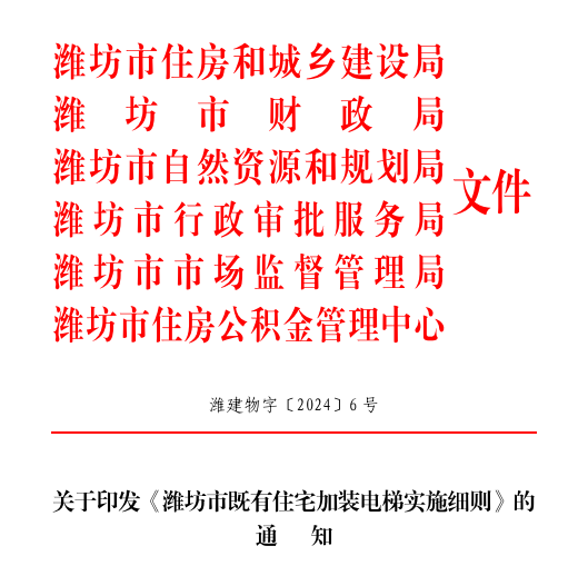 關(guān)于印發(fā)《濰坊市既有住宅加裝電梯實施細則》的通知
